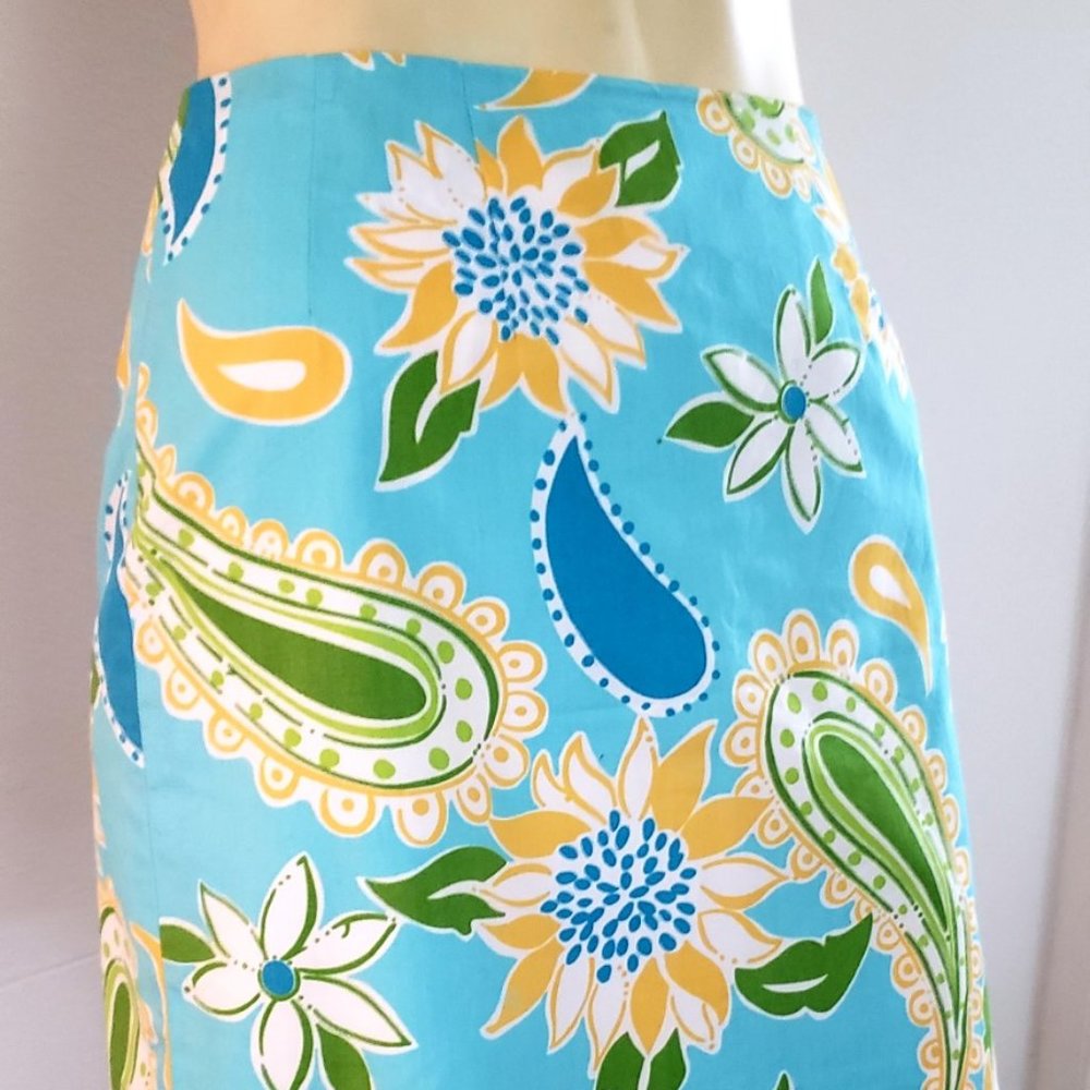 FINAL SALE Lilly Pulitzer skirt sz 0 turquoise floral cotton
